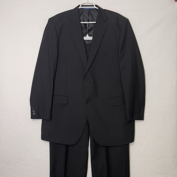 Giorgio Napoli Men's Black 2 Piece Suit Set 46L Jacket 40x29 Pants Classic Fit - Picture 1 of 13